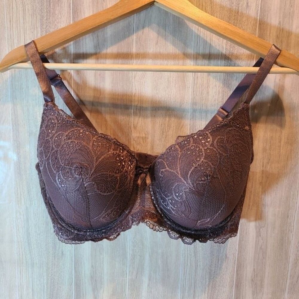 B.Luxe 36D Mauve Lace Bra Padded Underwire Support Comfort T-Shirt Intimates